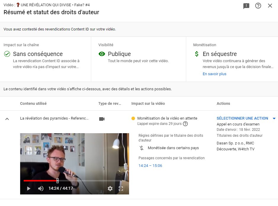 Devinez qui tente encore de censurer ma critique de ce bon vieux film conspi "la révélation des pyramides", des années après ? <a href="/YTCreateurs/">YouTube Créateurs</a> <a href="/YouTube/">YouTube</a> <a href="/RMCDecouverte/">RMC Découverte</a>
, ras-le-bol de la censure. Je suis prêt à faire valoir mes droits.
legifrance.gouv.fr/codes/article_…
retweetez please.