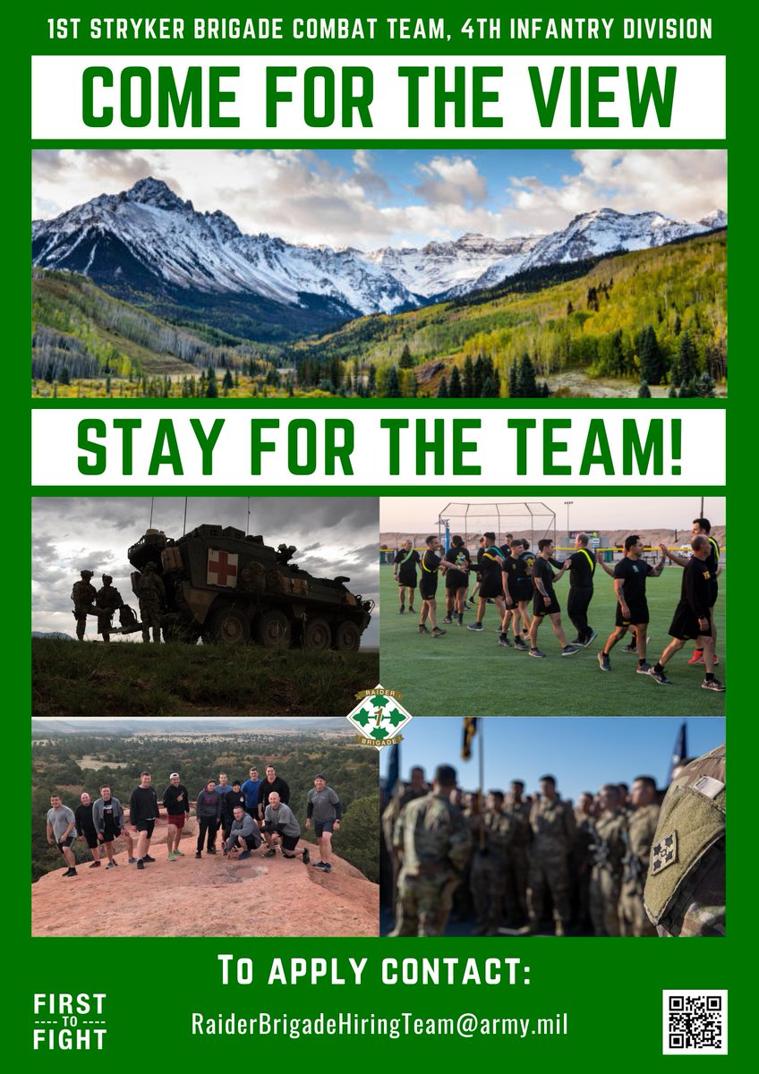 RaiderBrigade's tweet photo. Calling all officers this movement cycle... 🔈🔈🔈🔈
The Raider Brigade wants YOU to #JoinOurTeam!
#AIMMarketplace
#MovementCycle
#RaiderBrigade
#FortCarson https://t.co/7c6ASzPxez