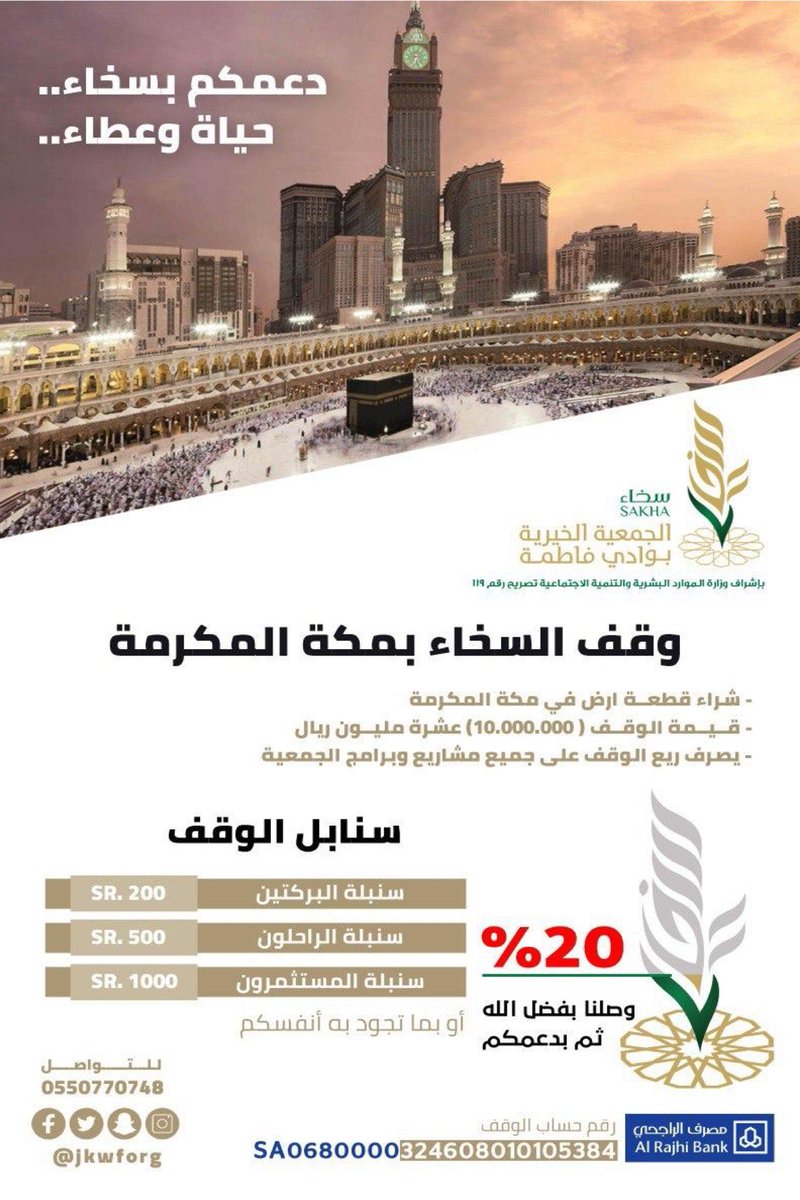 waqfycom's tweet photo. #وقف السخاء بمكة المكرمة 

@jkwforg 

#صدقة #جمعية #البر #وادي_فاطمة https://t.co/dFYYbZUtWW