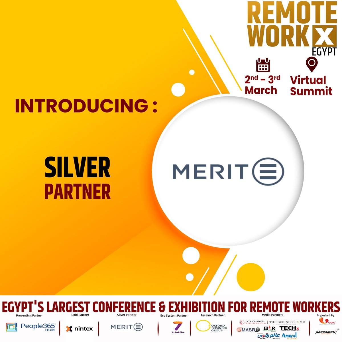 remote_workx's tweet photo. Ucon Media Concepts and People365 are happy to present Merit Incentives as our Silver Partner for our Virtual Conference and Exhibition "Remote Workx Egypt"! For Registrations: https://t.co/xkfwycGj8d #RemoteWorkx #remoteworking #wfh #remoteworks #cybersecurity #humanresources https://t.co/Jw25V4B6uI