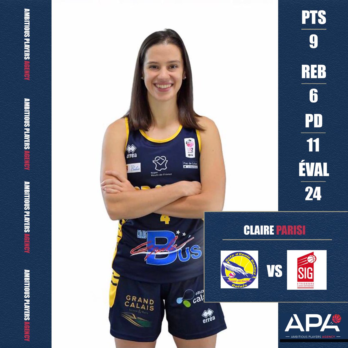 Career record for <a href="/Claire_Parisi/">Claire</a> 

11 assists Vs <a href="/SIG_Association/">SIGassociation</a> !