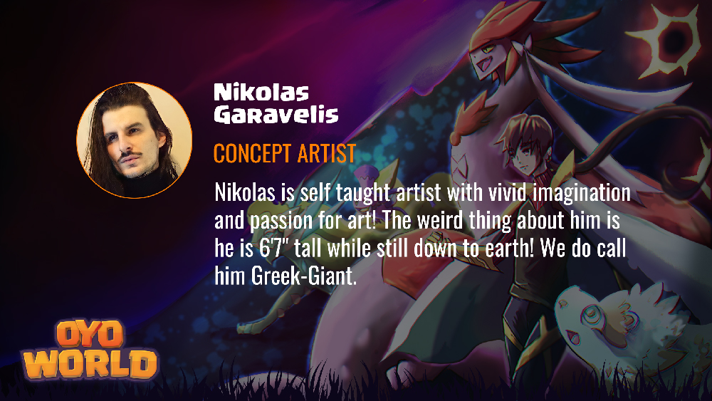 oyo_world's tweet photo. Let us start introducing the Rulers behind the scenes! Meet our concept artist Nikolas Garavelis.
#OYOMaster #NFTCommunity #NFTartist #TeamOYO #AVAX https://t.co/V8dIQEmLHB
