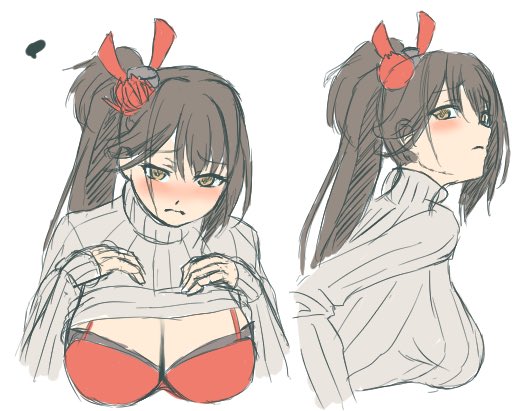 元の服の上に、一枚着て、脱いでもらった。
露出は全く上がってないし健全。 