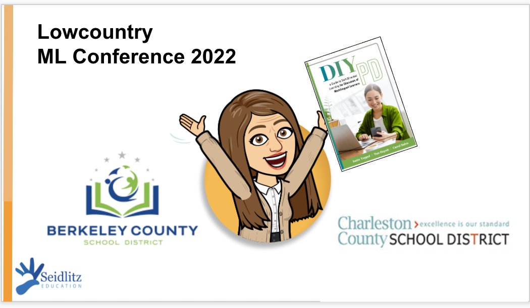 DrCarolSalva's tweet photo. Today is the day! I'm thrilled to keynote the #lowcountrymlconference & to share #DIYpd4MLs with #bcsdesol #ccsdesol educators. It promises to be a day full of great sessions to support #sclowcountrymls!
#ELLs #MLLs #ESOL https://t.co/libju6yzCR
