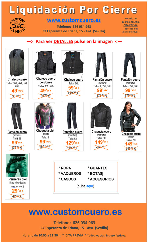 customcuero's tweet photo. Liquidación por cierre en Custom Cuero, últimas unidades, ropa de cuero. Tallas Grandes. Los mejores precios. aprovéchate! https://t.co/AznPIChFGV https://t.co/fetc1M9sdR
