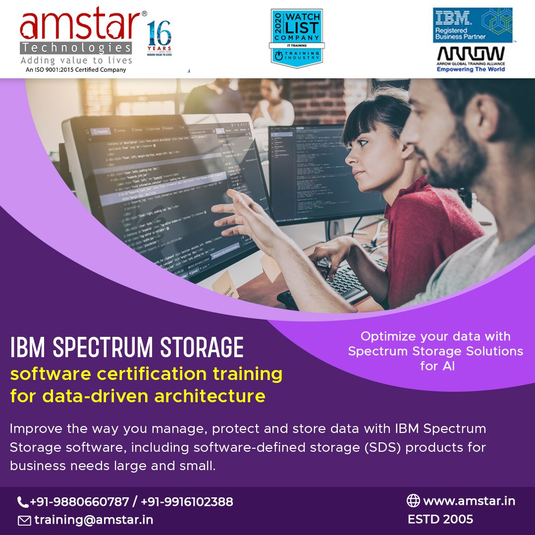 amstar_india's tweet image. IBM spectrum storage certification training.
Improve the way you manage data with us !!
Follow Amstar Technologies Pvt Ltd.
Contact:9880660787/ 9916102388
Visit:wwwibmstorage 
#ibmspectrumstorage #ibmstorage