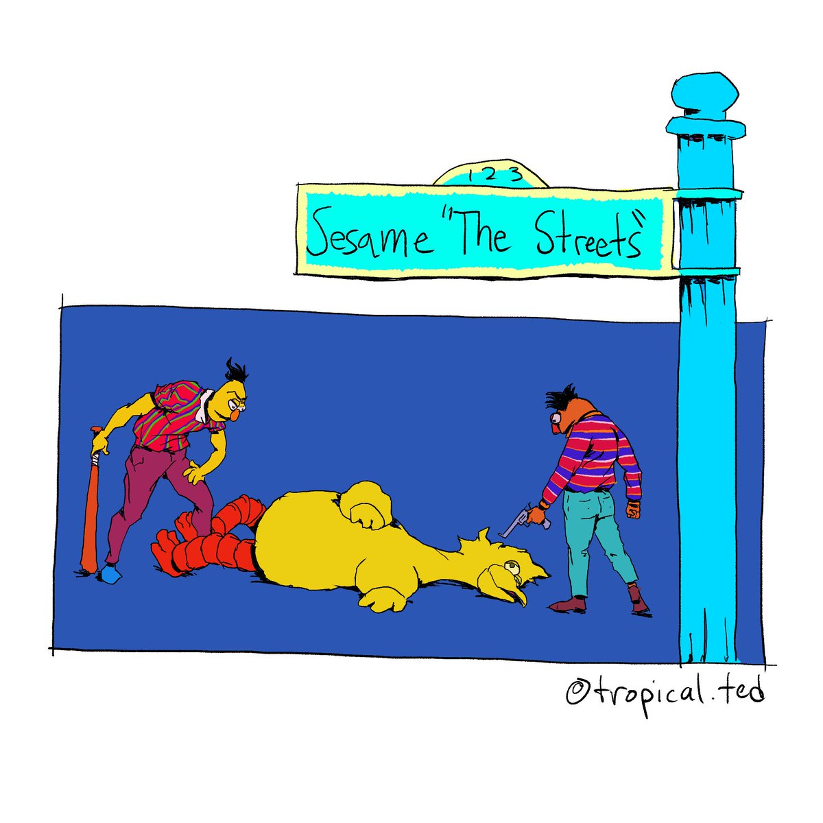 "Sesame The Streets" comic. dropping #tezosart for sale soon.

TEIA/HEN: teia.art/tropicalted | 
OBJKT: objkt.com/profile/tropic… |

#NFT #nftart #CleanNFT #tropicalted