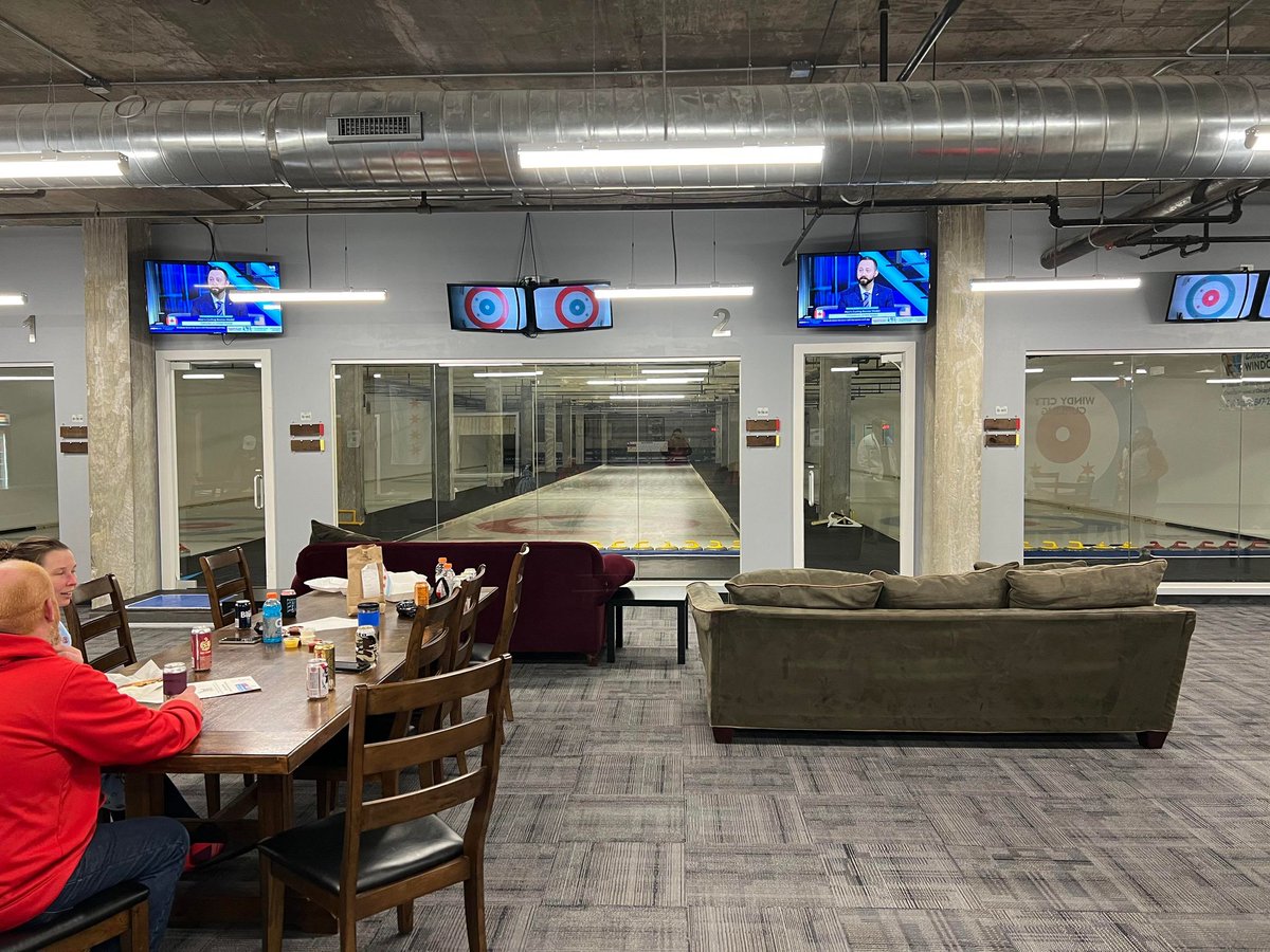 WindyCity_CC's tweet photo. Windy City #Curling #WatchParty is in full swing!  

Let's go, @TeamShuster! Time to bring home the bronze, boys! https://t.co/b7UKZEHHjf