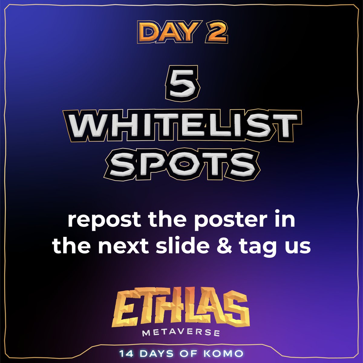 Ethlas_Official's tweet photo. 🎉 Day 2 of #14DAYSOFKOMO🎉 WE’RE GIVING AWAY 5 WL Spots!! 

1️⃣  Repost our $8337 Giveaway image on your Twitter Feed &amp; Tag Us.
2️⃣ Like &amp; RT this Tweet. 
3️⃣ Post proof of repost in our Discord under #discussion
⏰24hrs.

https://t.co/VB7nwPokfX

#matic #polygon #nft #NFTGiveaway https://t.co/kQE8XSRYRD