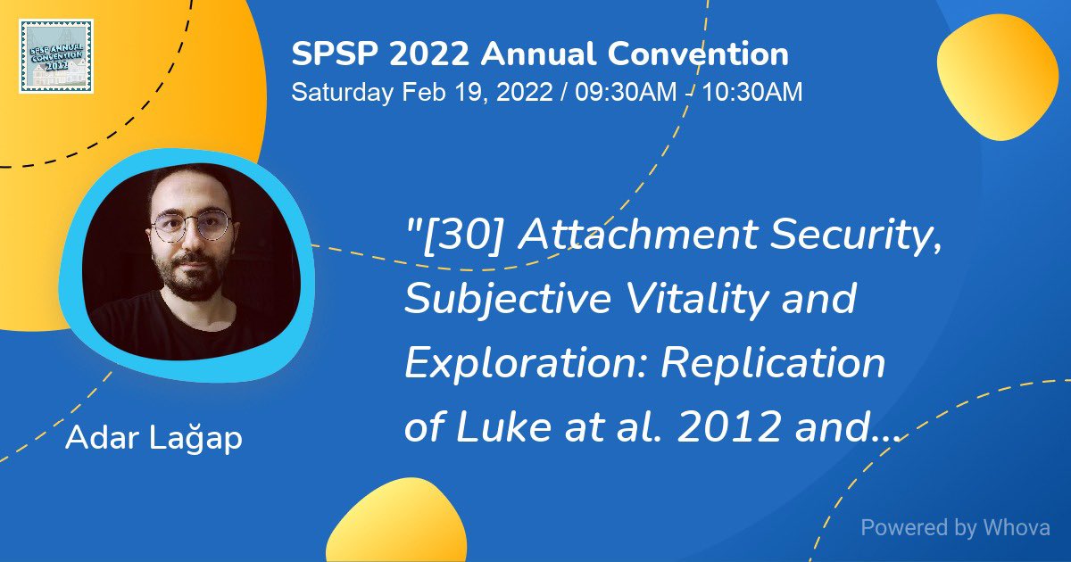 CoRe__Lab's tweet image. CoRe Lab member Adar Cem Lağap will present their study with @m_harma titled “Attachment Security, Subjective Vitality and Exploration” at SPSP2022 on 19th of February #SPSP2022