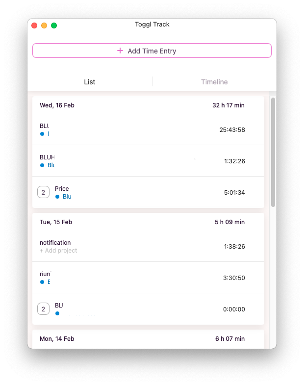 bordeo's tweet photo. @toggltrack It's only my mac app that doesn't show the current running timer? It changed almost one week ago. https://t.co/RhlwpwAJAD