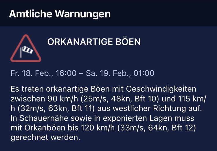 Nach dem Sturm ist vor dem Sturm. Auch Heute gibt es eine Amtliche #Unwetterwarnung vor orkanartigen Böen vom <a href="/DWD_presse/">DWD</a>. Daher gilt auch heute, schnallt alles Fest was ihr gestern beim #Sturmwichteln bekommen habt und meidet Wälder und die Fahrten durch Waldgebiete. #drk #Sturm