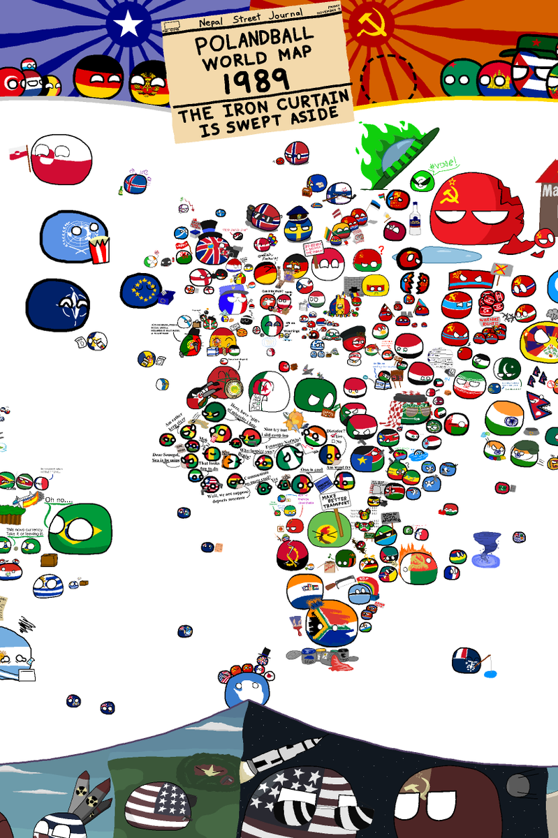 アート：非公式なポーランドボール世界地図1989 #ポーランドボール