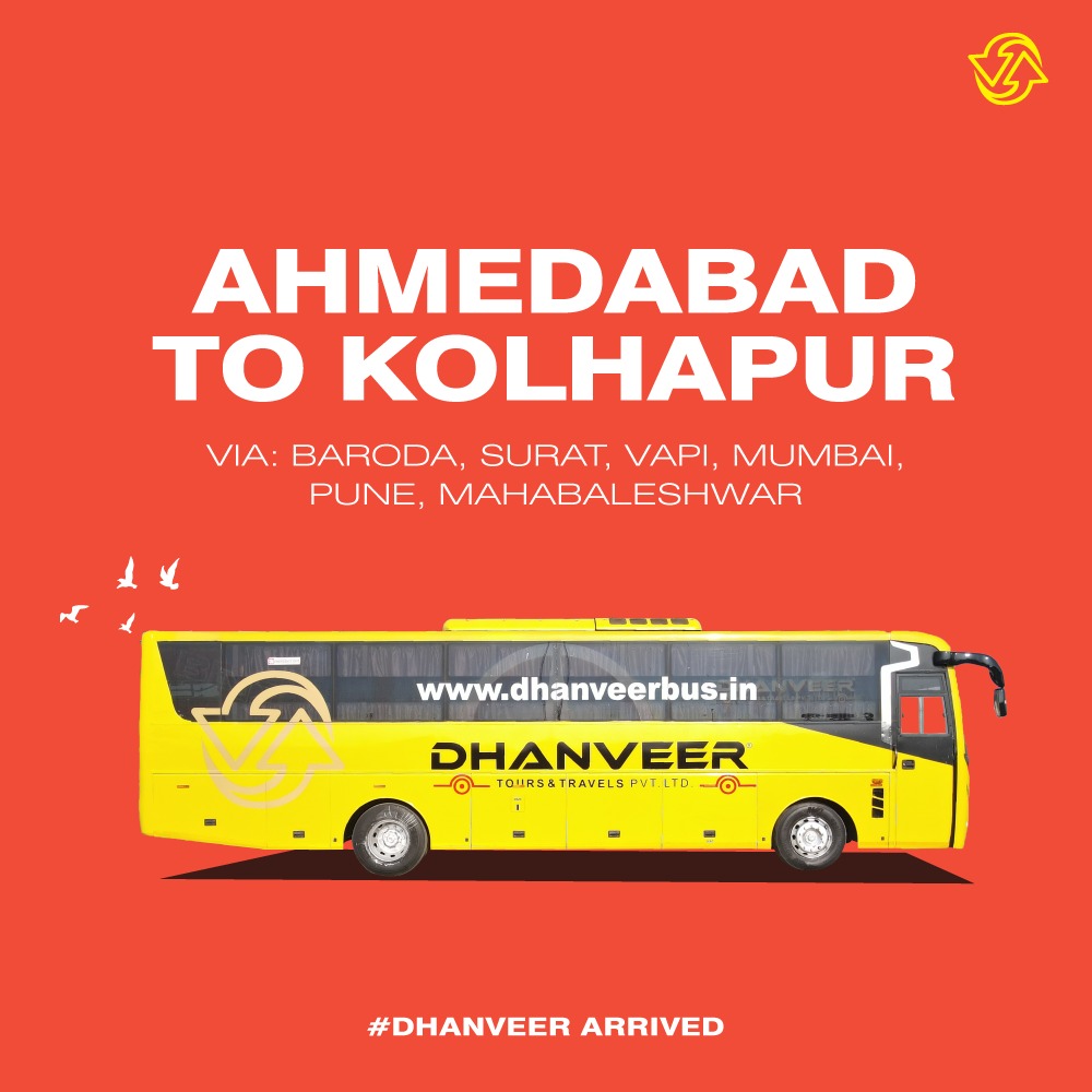 dhanveerbus's tweet photo. We have our bus starting from Ahmedabad via Baroda, Surat, Vapi, Mumbai, Pune and Mahabaleshwar to KOLHAPUR!
Book your tickets now!
#dhanveer #dhanveerbus #travelindia 
#kolhapur #maharashtra #pune #Mumbai https://t.co/L0rnl1gIyL