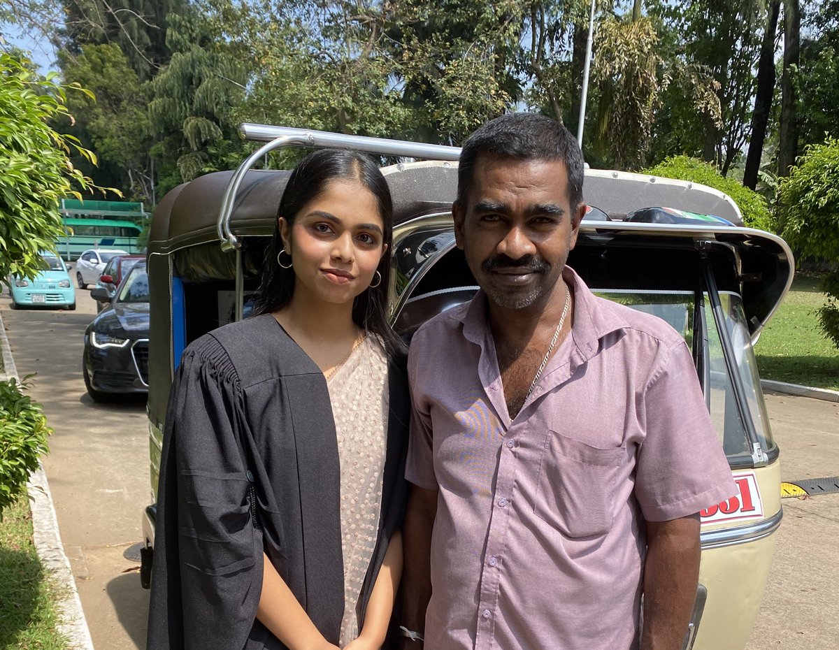 sharmiiiiiiii's tweet photo. This is Ajith aiya. He used to take me to school in his auto/tuk. Then, he took me to my university lectures. Today, he brought me to my graduation in his auto/tuk ❤️ https://t.co/YYbO4XGKQx