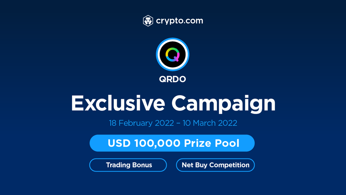 The QRDO Exclusive Campaign is here! 🚀

Trade $QRDO in the Crypto.com App for the chance to win a share of the USD 100,000 prize pool! 💸

🗓️ Now until 10 March 2022

Sign Up Now 👉 crypto.onelink.me/J9Lg/a26e429e 

ℹ️ crypto.com/product-news/q…
