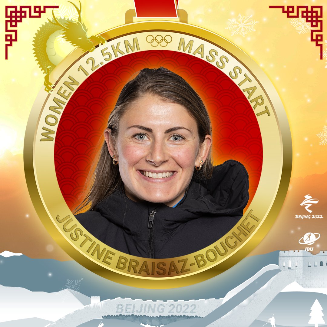 biathlonworld's tweet photo. It's #Gold for Justine Braisaz-Bouchet! 🇫🇷

Cocorico! What an incredible performance in those tough conditions - Braisaz-Bouchet is the first Frenchwoman to crown herself Olympic Champion in the Mass Start! 💥

#Olympics | #biathlon https://t.co/7sD0lcK07r