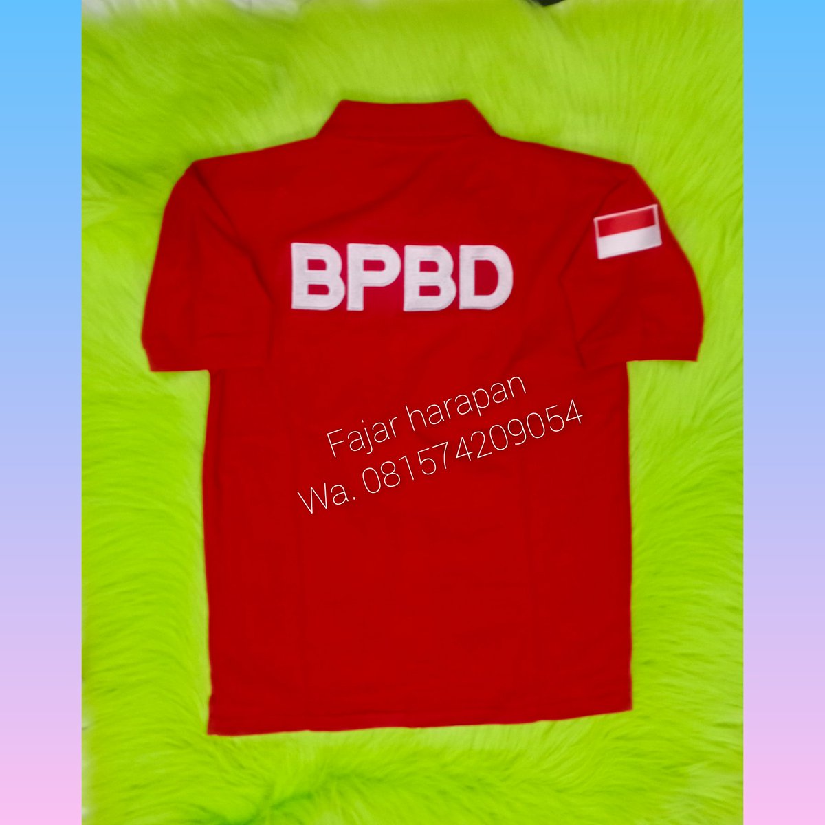 Kaos polo BPBD ready warna merah.  Wa.  081574209054