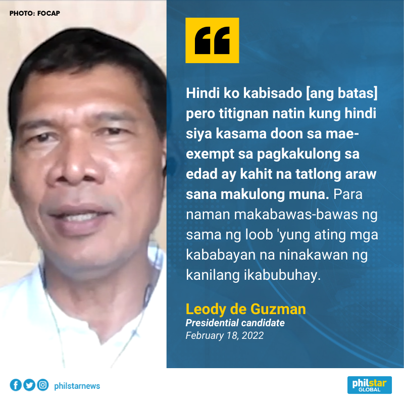 PhilstarNews's tweet photo. 'IPAPAKULONG NATIN SI IMELDA'

In an interview with members of the Foreign Correspondents Association of the Philippines, Presidential aspirant Leody de Guzman said he wants to put former First Lady Imelda Marcos in jail even for just three days if he wins the presidency. https://t.co/ZapicKqneP