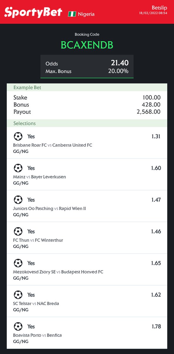 20 odds GG

BCAXENDB