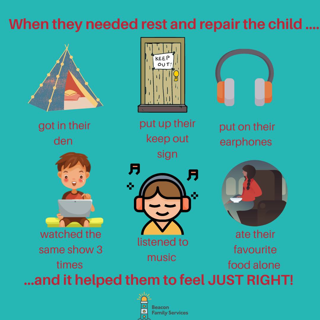 beacon_families's tweet photo. 🗓️Its half term.  We're ready to slow down. How will you get the rest &amp; repair you need to feel 'just right'? Slowing down restores us so we are ready to connect with others again.    
We might hang out in our den &amp; eat a few biscuits.
#polyvagal #justrightstate #sensory #SEND https://t.co/GCJyjdfHof