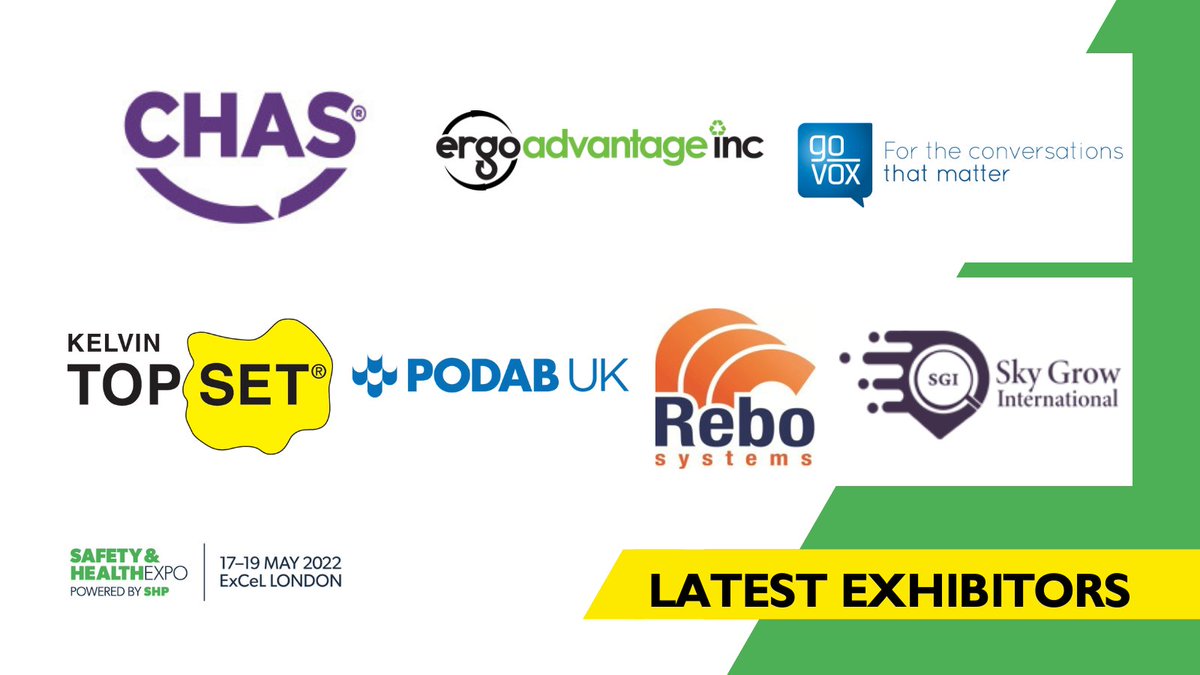 SHExpo's tweet photo. JUST CONFIRMED! 📢
#CHAS, @ERGOIncInfo, @GoVoxWellbeing #Feedback360, @KelvinTOPSET, #PodabUK, @ReboSystems, #SkyGrowInternational are exhibiting at #SHE2022
Stand spaces are selling fast. Enquire now 👉 https://t.co/7hrYgXEpe1 https://t.co/Rcagj6Vp9x