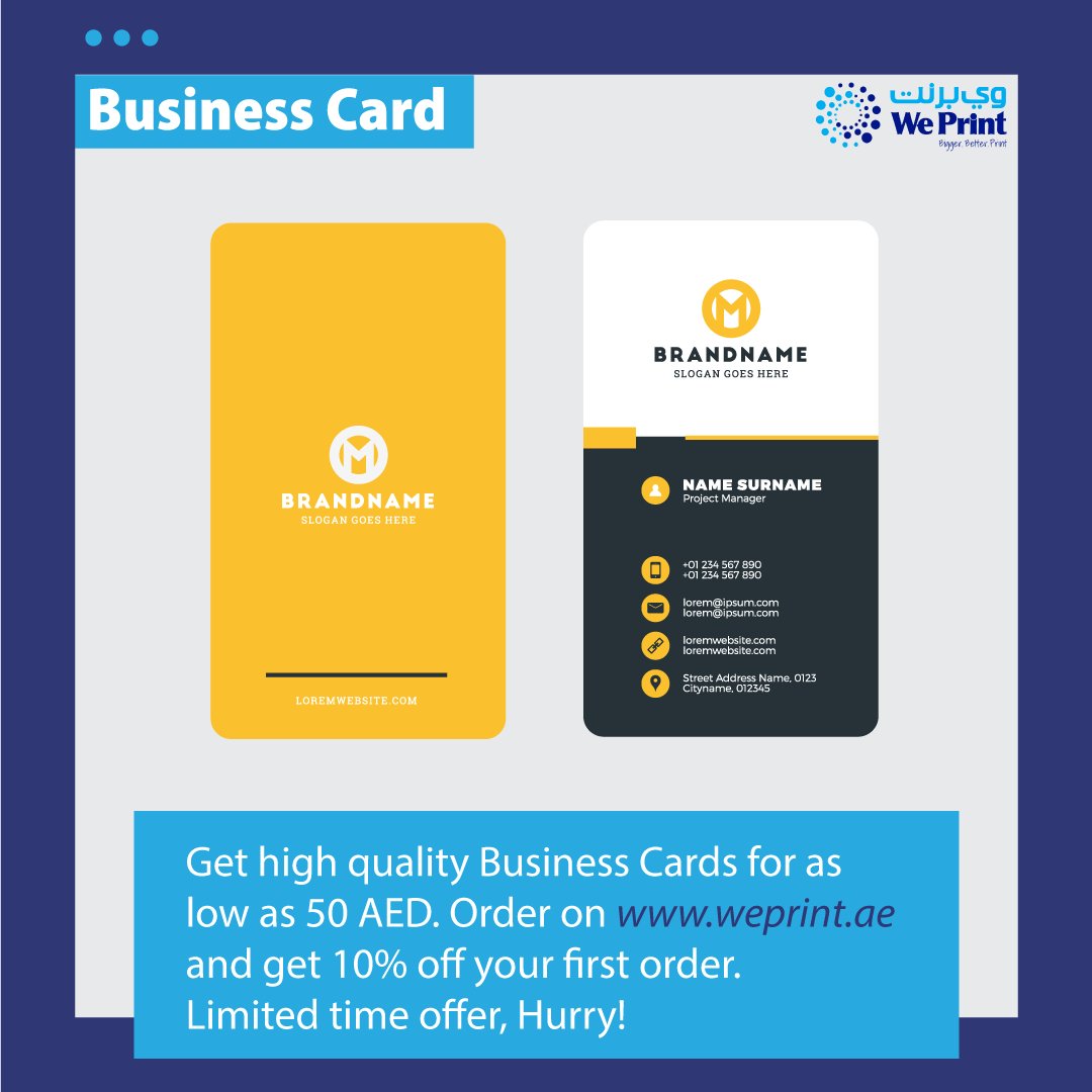 weprint_ae's tweet photo. Get high-quality business cards for as low as 50 AED. Order on https://t.co/BmG3adaEYn and get 10% off your first order. 

Limited time offer. Hurry!

Contact Us: 042687720 / 0504397928 https://t.co/z9k1SU5ezE
