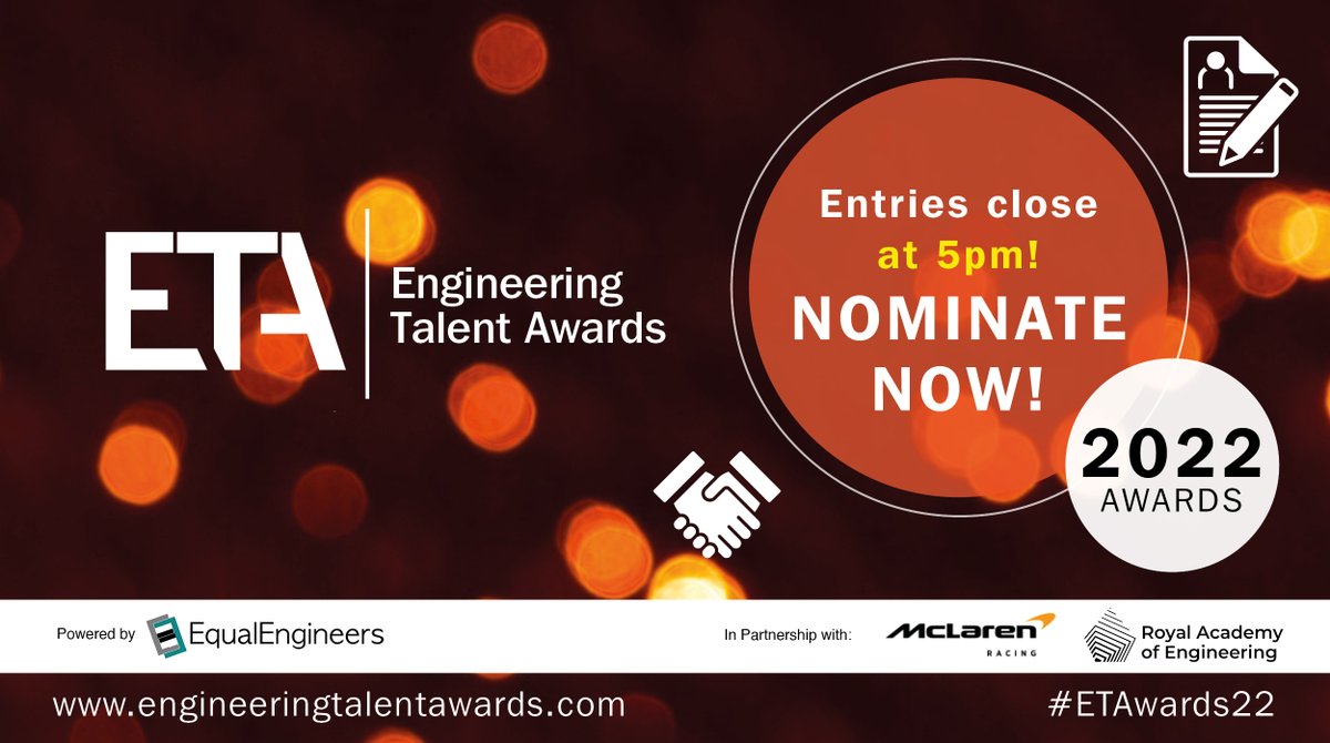EqualEngineers's tweet image. 🥳 Today is the last day to submit your nominations for the Engineering Talent Awards 2022. 

🤩There are plenty of opportunities still available to get your organisation involved!

👇Click the link below for more information:

ow.ly/wUVt50Huvsg

#ETA22 #Deadline #Diversity
