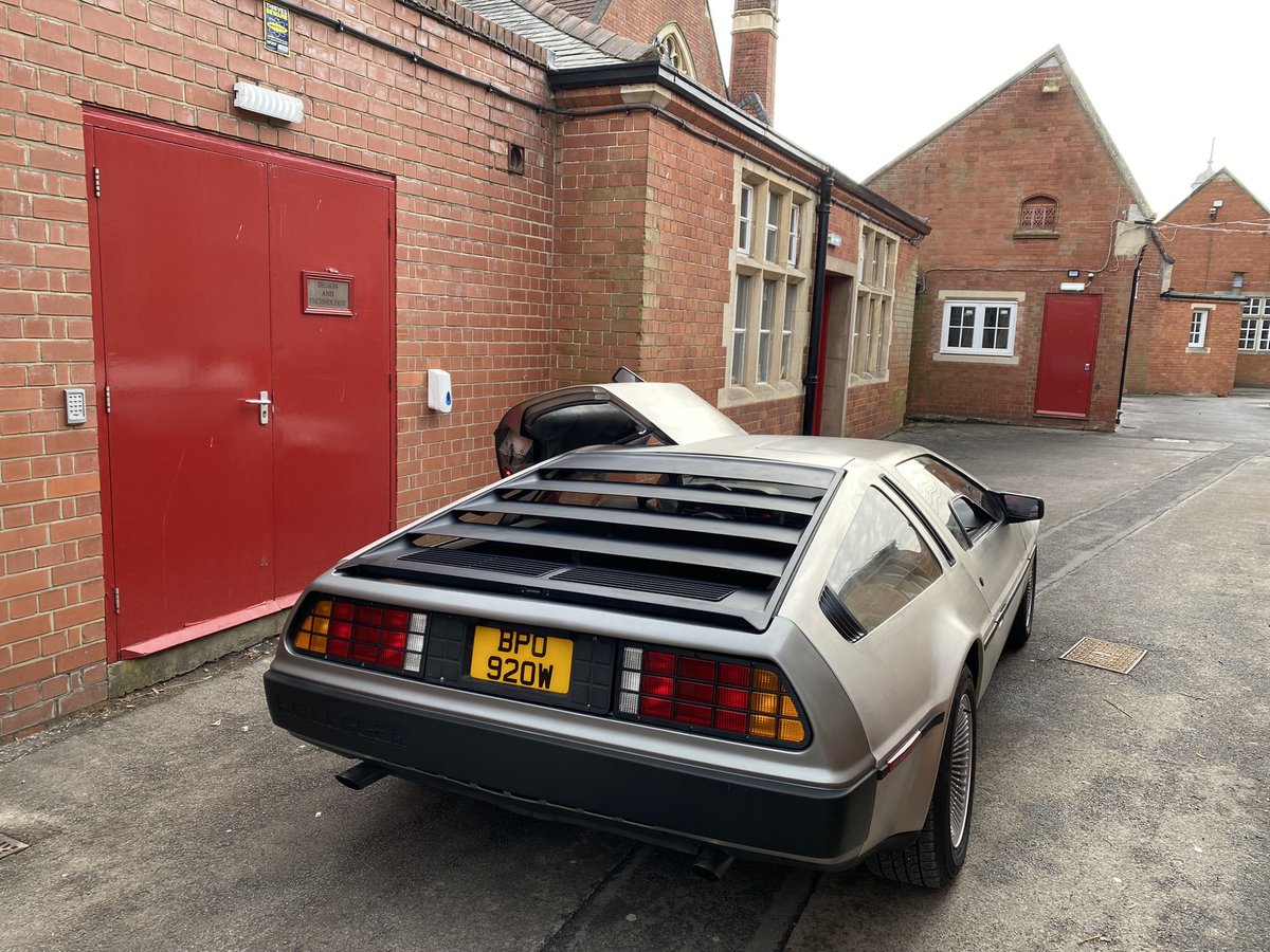 bablakedelorean's tweet photo. We are so luck to have this iconic #DeLorean at @BKHSBablake to turn into a #timemachine from the @BacktotheFuture movies! Once in a lifetime opportunity for our pupils @BBCNewsround @BablakeDT @its_co_uk https://t.co/9sAWbmV3ox
