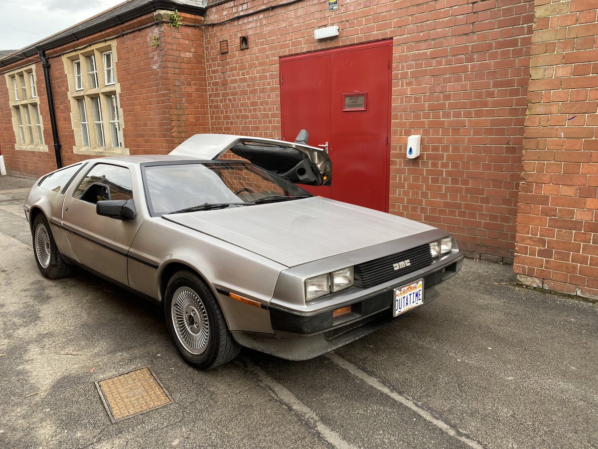 bablakedelorean's tweet photo. We are so luck to have this iconic #DeLorean at @BKHSBablake to turn into a #timemachine from the @BacktotheFuture movies! Once in a lifetime opportunity for our pupils @BBCNewsround @BablakeDT @its_co_uk https://t.co/9sAWbmV3ox