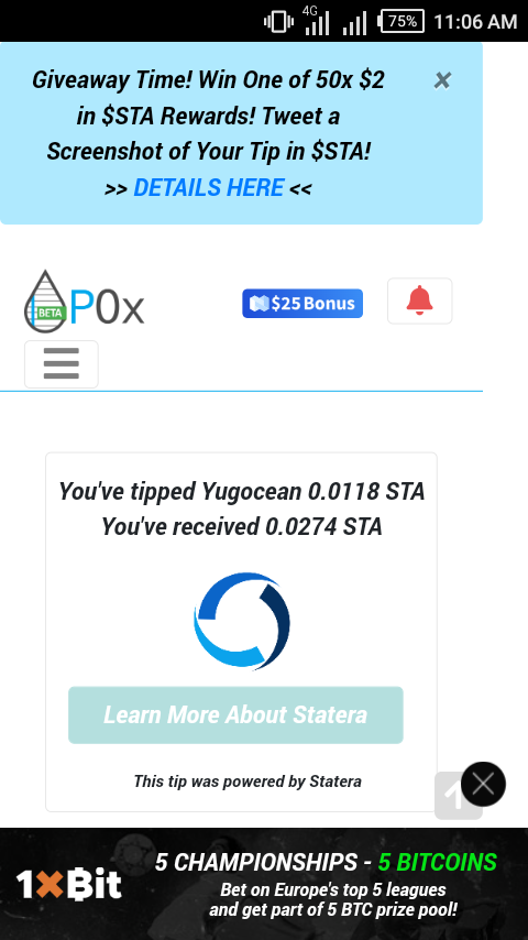 Wandera_Geoff's tweet photo. Its becoming more interesting tipping $STA @StateraProject on @publish0x! My username on publish0x is Milden https://t.co/IQ94KAD460