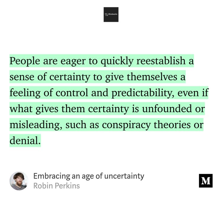 “Embracing an age of uncertainty” by Robin Perkins ⁦<a href="/RobinJPerkins/">Robin Perkins</a>⁩ ⁦<a href="/mindworkslab/">Mindworks</a>⁩
link.medium.com/jyNK86Z7Jnb