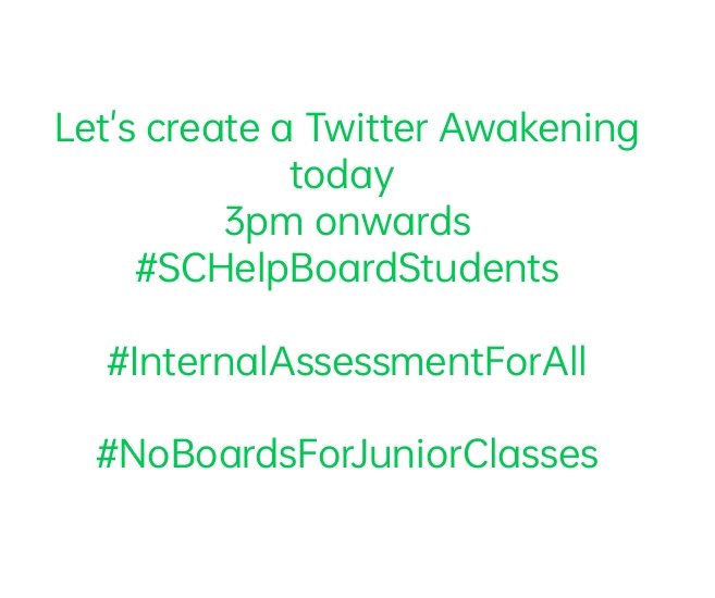 ThePradeepRawat's tweet image. Let&apos;s Create a Twitter Awakening today 3pm onwards
#SCHelpBoardStudents
Giving them 
#InternalAssessmentForAll 
Not to forget that juniors of 5th and 8th class shouldn&apos;t be burdened with Board Exams
#NoBoardsForJuniorClasses

@anubha1812 
@ActivistSukhpal 
@ThePradeepRawat