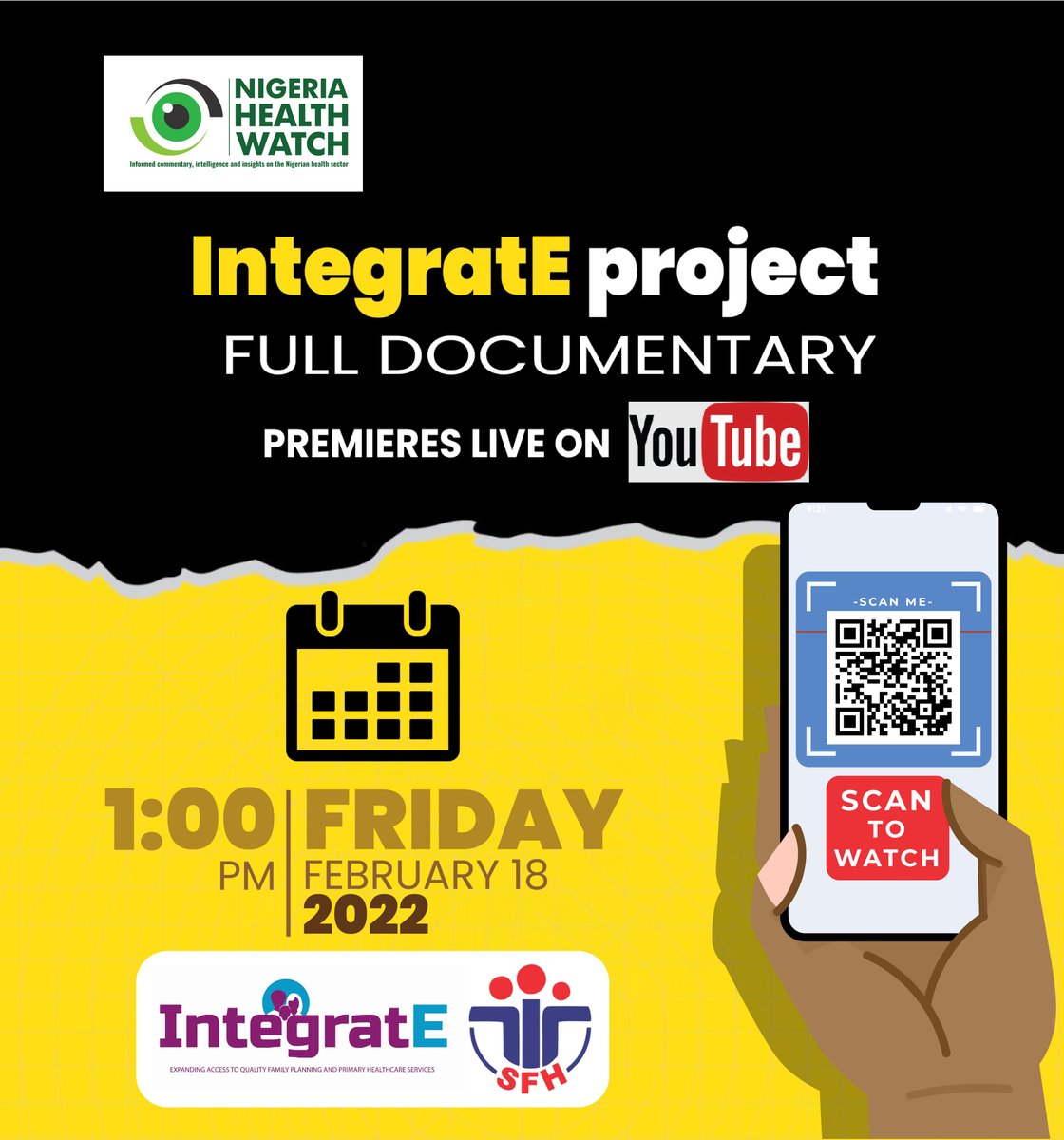 IntegratEProj's tweet photo. Watch the IntegratE documentary premiere today by 1pm on https://t.co/wJ9NA8Qt3n or scan the QR code on the photo

#IntegratEProject #KnowitPlanit #sfh #healthylivesforall https://t.co/bdbEfpdRUg