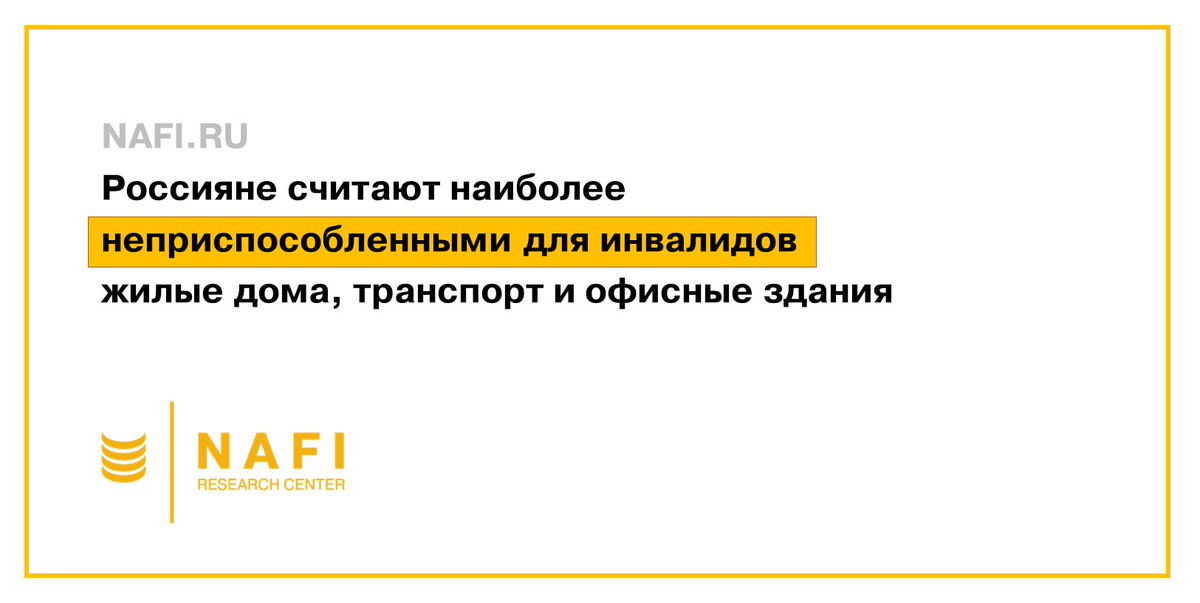 NAFI_Research's tweet photo. Больше всего проблем для людей с инвалидностью россияне видят в жилых домах (57%), на транспорте (56%) и в офисных зданиях (47%) ➡ https://t.co/HtQ381xZLp

#доступнаясреда #инвалиды https://t.co/edmRBW4rxh