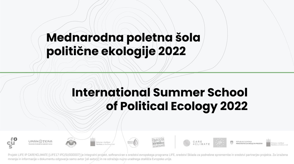 Focus_drustvo's tweet photo. Letos pa bo ❗️👍

Mednarodna poletna šola politične ekologije. Med 27. 6. in 1.7. Prijave že odprte. Več informacij: https://t.co/5BhuqYl2XO https://t.co/IsZ1XLvNre