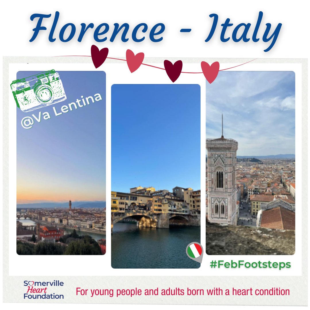 HeartSomerville's tweet photo. We've got that #FridayFeeling! 😍 Taking some inspiration from these wonderful snaps shared by one of our followers @ Va Lentina 💓
📸- Florence Italy 🇮🇹. Where are you doing your #FebFootsteps this weekend? 👣
#FridayVibes #CharityFundraiser https://t.co/IJOM3R6m4v