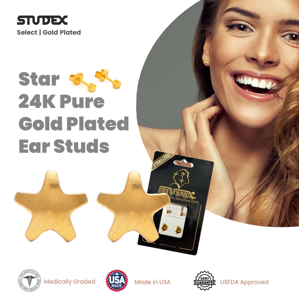 Embellish this beautiful Star 24K Pure Gold Plated Ear Studs | MADE IN USA | Ideal for every day wear
Shop Now: daraz.pk/products/3mm-s…
#Studex #StudexPakistan #EarStuds #MadeInUSA #AllergyFree #FashionEarrings #Earringsoftheday #Earringsoftheweek #BeTrendy #BeStudex #TrendSetter