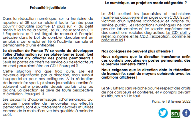 SNJ_FTV's tweet photo. Jeux Olympiques: dans les rédactions numériques de @francetvsport @franceinfo, la direction gagne la médaille de la honte en battant des records de précarité! 
+ de 80% des articles sont écrits par des pigistes, CDD ou stagiaires! 😡
Texte @SNJ_national👉 https://t.co/Lmlv3jYUAh https://t.co/7FzirJJaEi