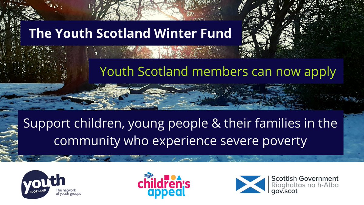 YouthScotland's tweet photo. ❄️❄️DON'T MISS THIS!❄️❄️

The Youth Scotland Winter Fund is still open. It can be used to meet the immediate material needs of the most vulnerable children and young people. 

Find out more about applying: https://t.co/djV7Vk7kas https://t.co/gky9e24YjS