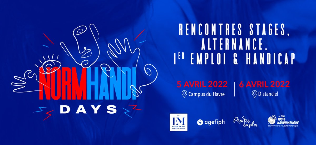 📢#RDV Du 05 au 06 avril 2022, les #NormHandiDays, LE salon normand pour l’emploi des talents en situation de #handicap revient ! Un événement à ne pas manquer ! + d'info bit.ly/3uZhqDd ac <a href="/Agefiph_/">Agefiph</a> Pépites Emploi <a href="/100Handinamique/">100% Handinamique</a>
