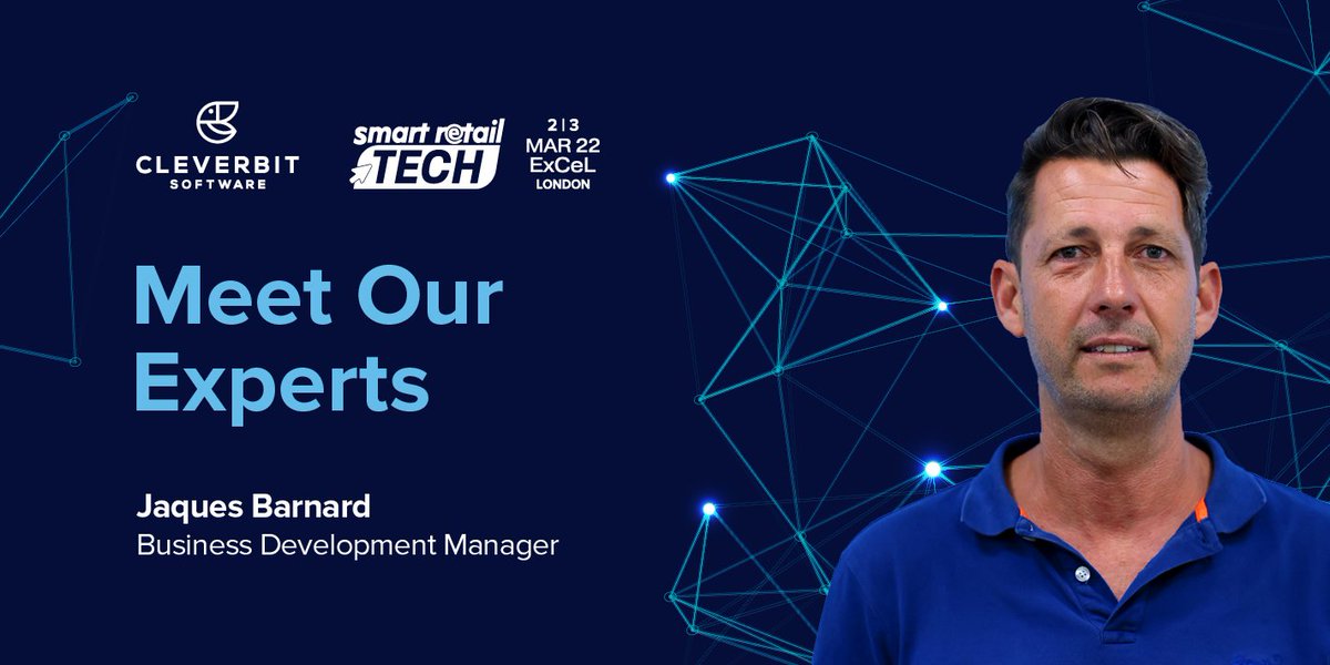 CleverbitL's tweet photo. Meet our Business Development Manager, Jaques Barnard, at #SmartRetailTech Expo and learn more about how your retail business can extract the most value from its existing IT investments, ensuring exceptional outcomes!
More info: https://t.co/ztwms7kBYX https://t.co/FCpdnPQxsN