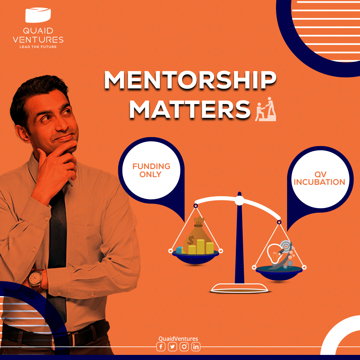 Quaidventures's tweet photo. The right mentorship &amp; counselling the make the difference to your scale
A successful startup requires more than just Funding, and Quaid Ventures is here to ensure that you stay ahead of the rest
Visit our website: https://t.co/BVJYtpwmCr
#QV #QuaidVentures #cocreatethefuture https://t.co/Zs2BLoCd6R