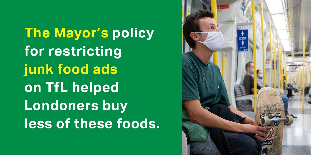 LDN_Health's tweet photo. 🚨 New study from @LSHTM in @PLOSMedicine links @MayorofLondon's action on junk-food advertising in @TfL to London households buying 1,000 fewer calories per week from high fat, salt &amp; sugar (HFSS) foods.

Read about it 👉: https://t.co/KPCcAoJ75x https://t.co/HNj1QCrqyq