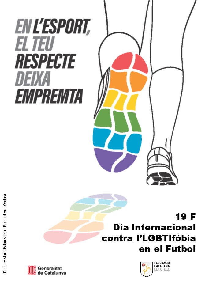 ⚽ El <a href="/govern/">Govern de Catalunya</a> i la Federació Catalana de Futbol donen suport al Dia Internacional contra l’LGBTIfòbia en el Futbol

💪 Demà 19 de febrer i sempre, reivindiquem un #esportsegur!

NOTA 👉 bit.ly/36d61VO

<a href="/FCF_CAT/">Federació Catalana de Futbol</a> <a href="/igualtatcat/">Igualtat i Feminisme</a> <a href="/lgbti_cat/">LGBTI+</a>

#esportcat