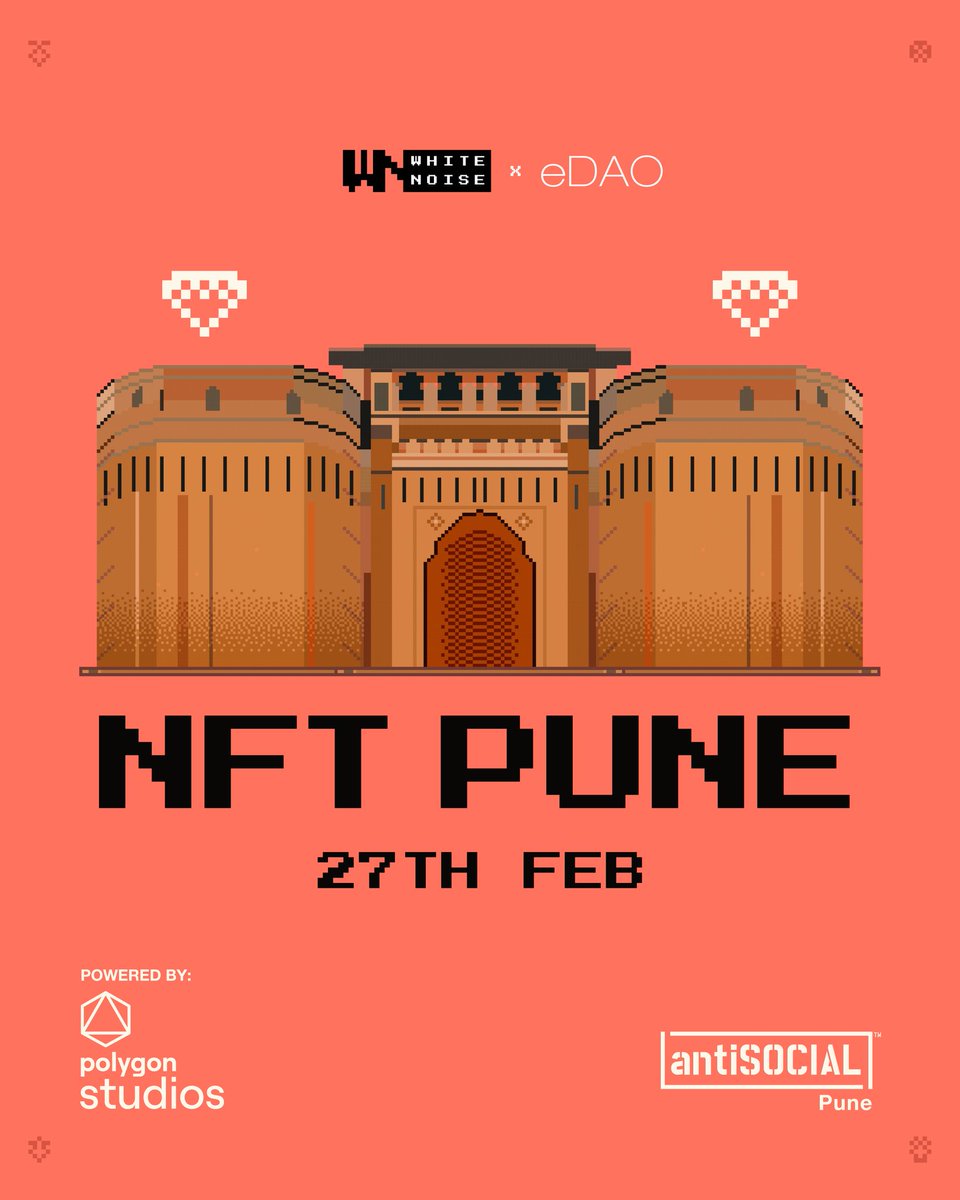 We're hitting the road with our NFT community meet-ups. 1st edition of the #NFTPune meet-up this month

4-8 PM
27th February | Sunday
antiSOCIAL, FC Road
powered by @polygonstudios
Art | <a href="/sajidwajids/">Sajid Wajid Shaikh</a>
𝘓𝘪𝘯𝘬 𝘧𝘰𝘳 𝘳𝘦𝘨𝘪𝘴𝘵𝘳𝘢𝘵𝘪𝘰𝘯 | forms.gle/39kgYYnn1Aki52…