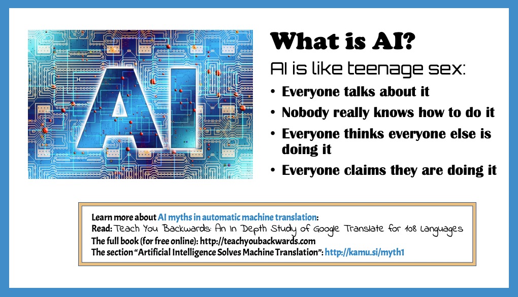 kamusi's tweet photo. What @_RobToews misses in his latest Forbes article about language and AI:

The myth that Artificial Intelligence solves Machine Translation: https://t.co/cSrQk80Cqm https://t.co/Oko2ctDR6g