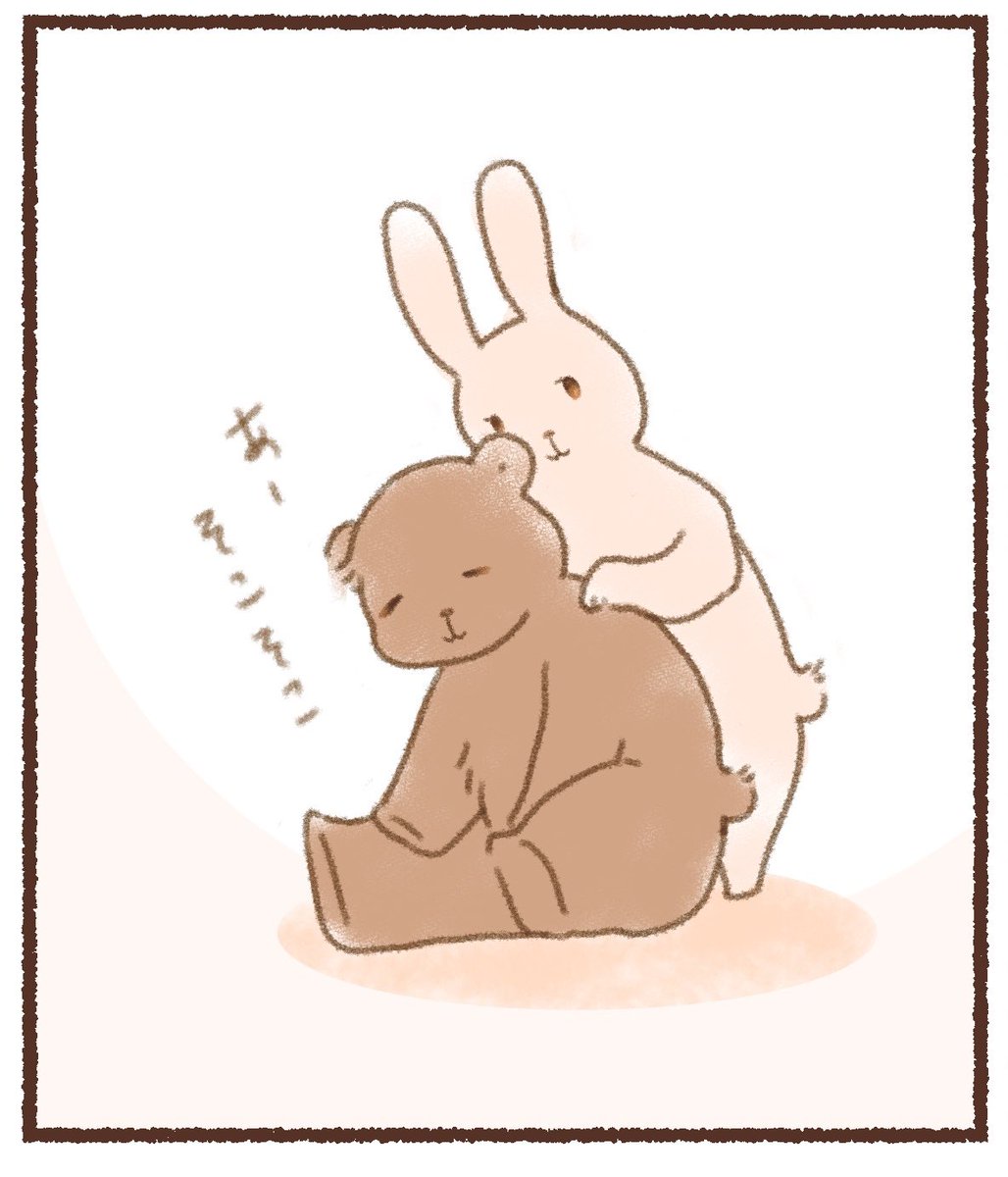 usa2525kuma's tweet photo. 🐻　鬼嫁やって〜
🐰　なぁに？それ

🐻　足裏👣マッサージ

鬼嫁みたいに
ガンガンお願いします🌟

目と肩と僧帽筋と内臓と大腸と肝臓お願いします

🐰　ほとんど全部ですね

鬼嫁はやめて〜
くま聞きが悪いよ〜

🐻　じゃあ鬼うさぎ？
🐰　…

#うさぎとくま 

🐰🐻絵サノエさん🖋@33_sasanoha 🐈💕 https://t.co/HNEgjbqMsL