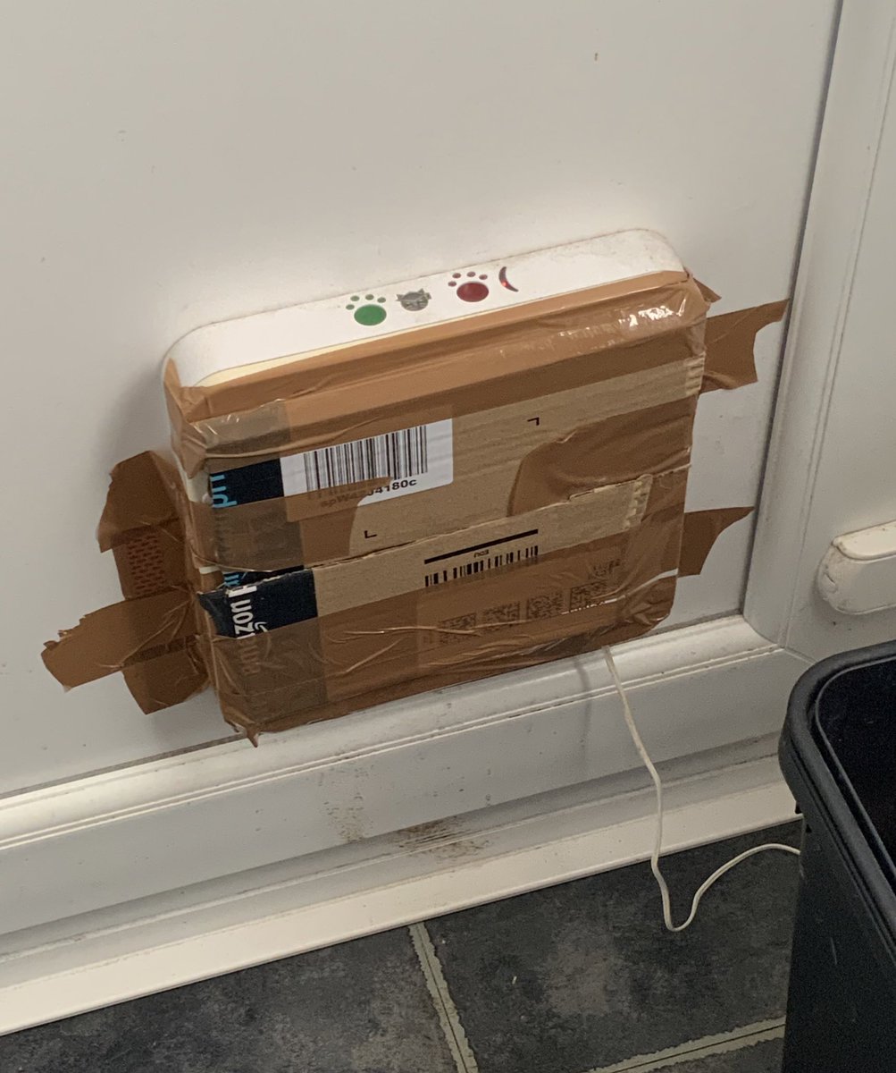 saral0ng's tweet photo. Turns out the magnet on a smart cat flap is no match for Eunice. #teamredzone https://t.co/d1OXQ8LB6F