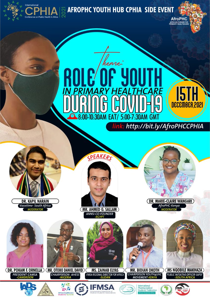afrihess's tweet photo. The full recording for the @AfroPHC
Youth Hub #CPHIA2021 side event is now available on YouTube via the following link: https://t.co/6E6y0JL0ll
Feedback is welcome on afrohess@gmail.com
#AfroPHCYouth #AHESS #Youth4UHC https://t.co/LiAlS2AAqT